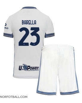 Billige Fotballdrakt Inter Milan Nicolo Barella #23 Replika Bortedraktsett Barn 2024-25 Kortermet (med bukser)